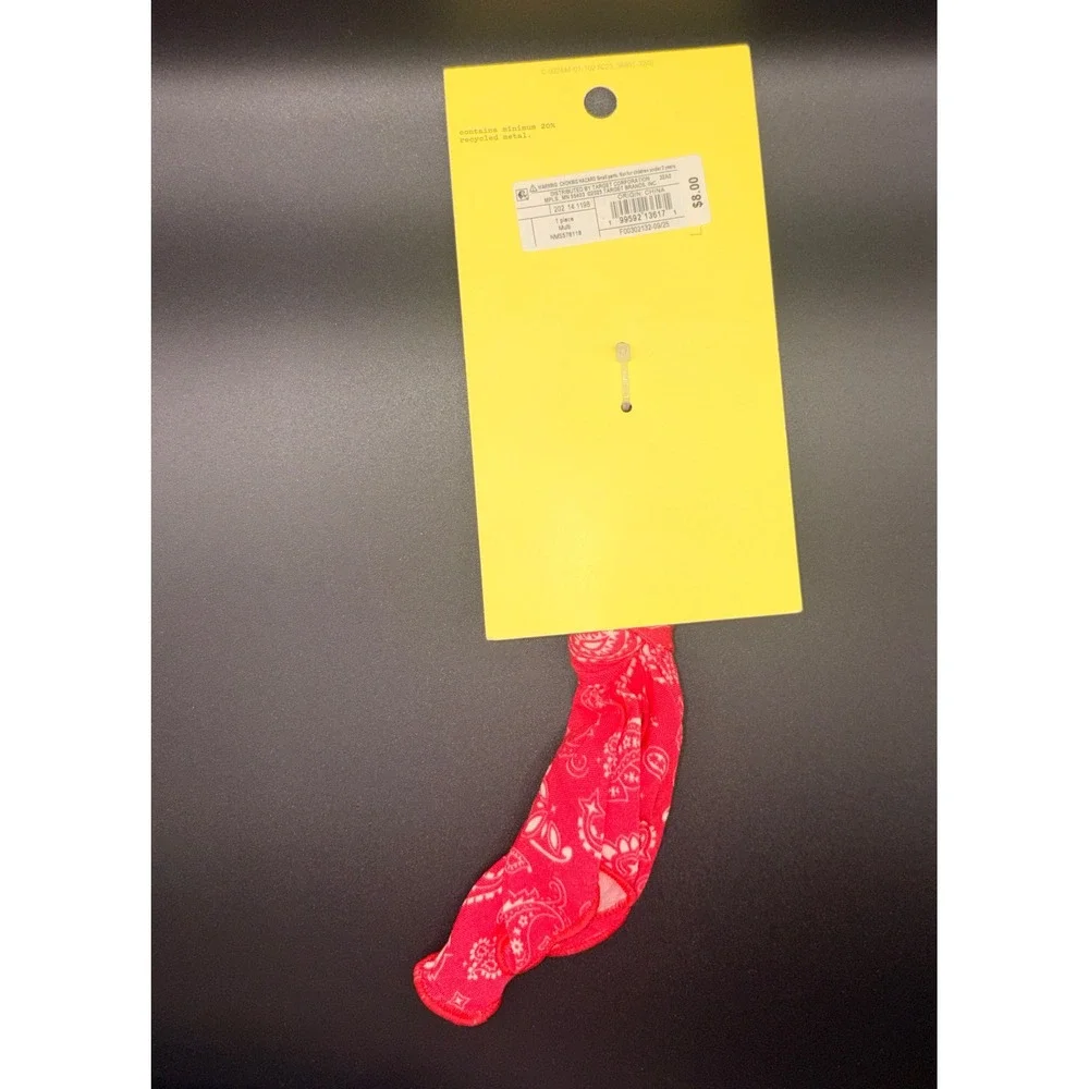 Art Class Red Bandana Paisley Bag Charm Key Chain Gold Tone Daisy Flower NWT